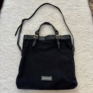 See By Chloe Elegant Black Leather Canvas Tote/Shoulder Large Bag